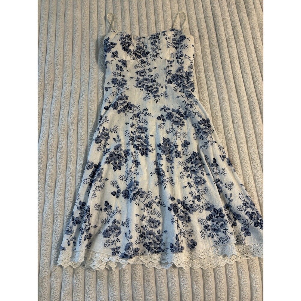 Y2K Vintage Ruby Rox Retro Style Floral Dress Women’s 5 Blue white European